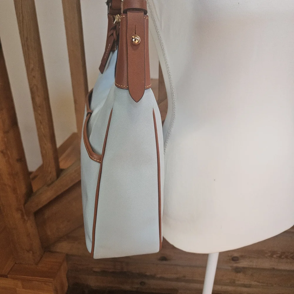 🩵Dooney Vintage Elegant Light Blue and Brown Women's Hobo Bag